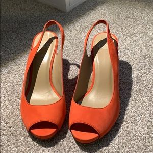 Eileen Fisher Orange Open-Toed Heels